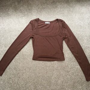 Elegant Brown Long Sleeve Top